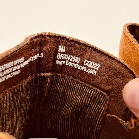 Born Tori Leather Bootie Size 9  Brown Side Zip Block Heel Straps Western - Picture 7 of 15